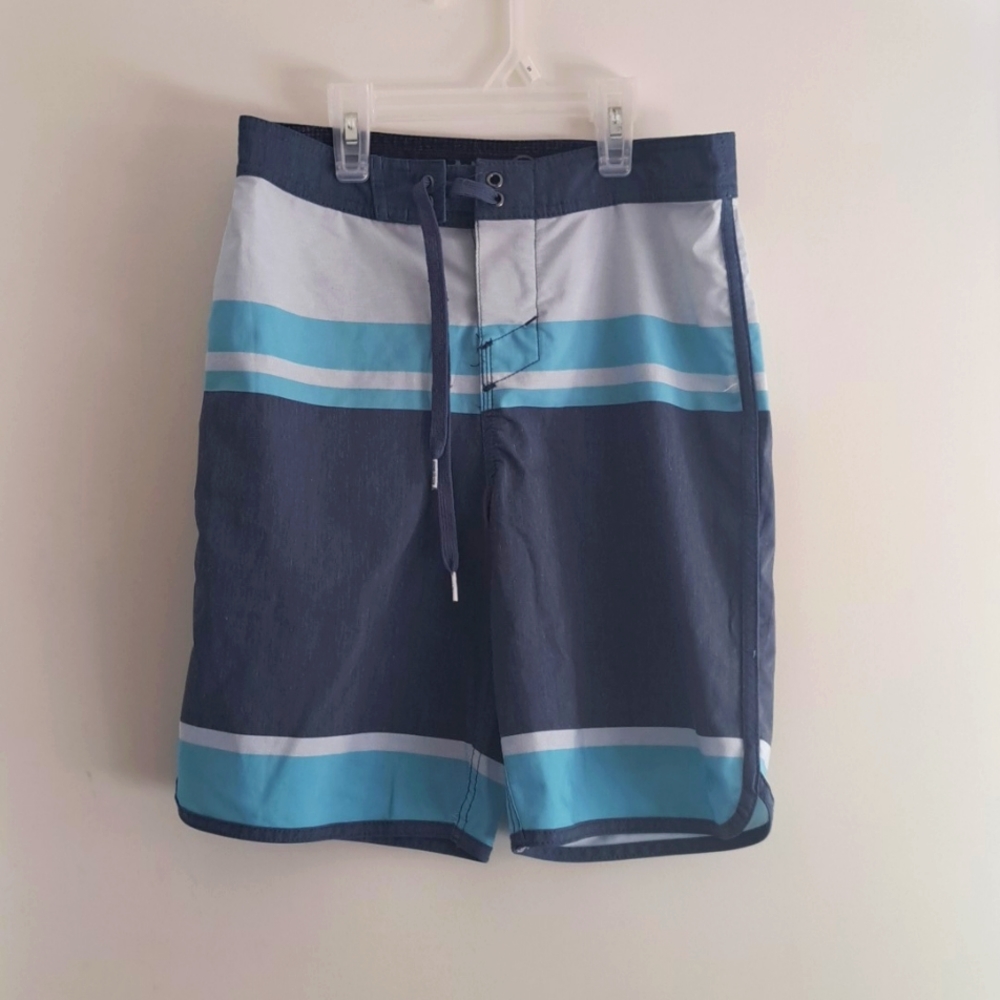 Boys Hang Ten Gray and Blue Swim Shorts size Medium
